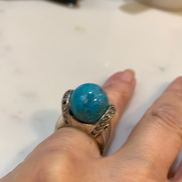 Sterling Silver Turquoise & Marcasite - Picture 1 of 5